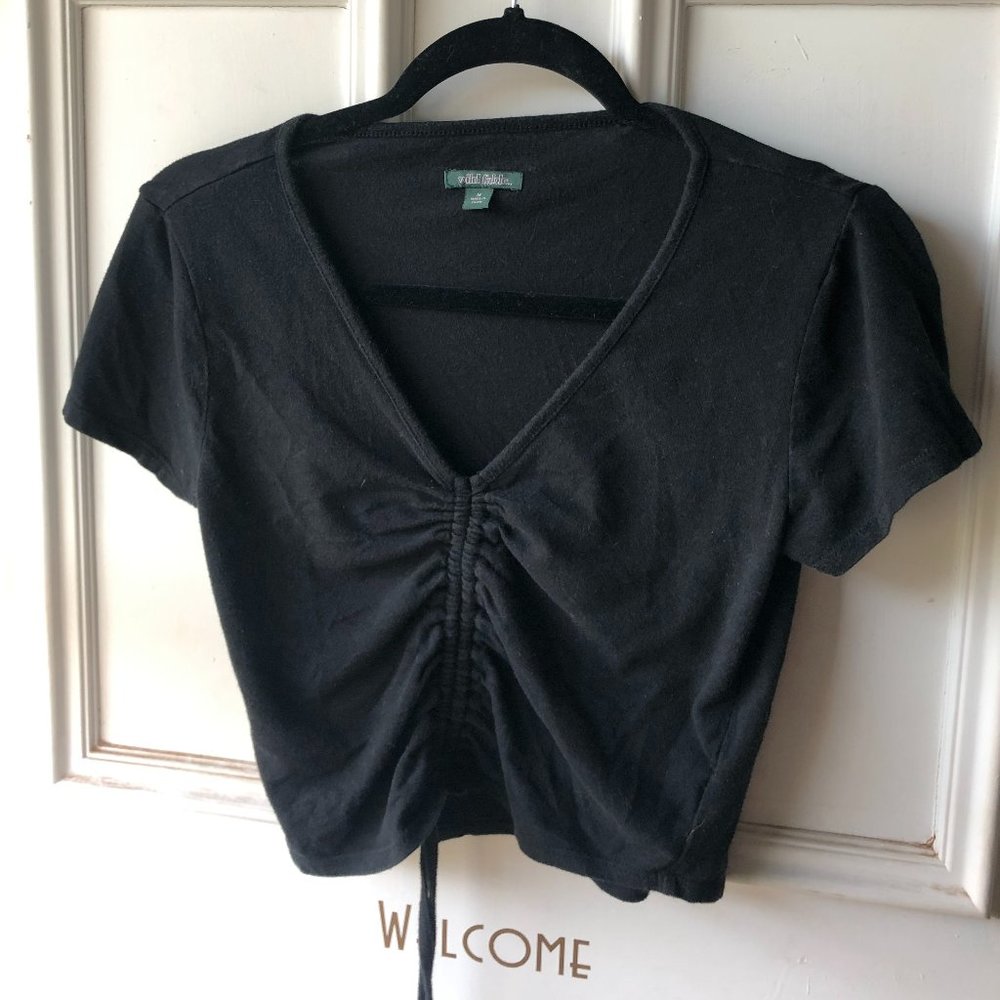 Wild Fable Black Drawstring Front Top